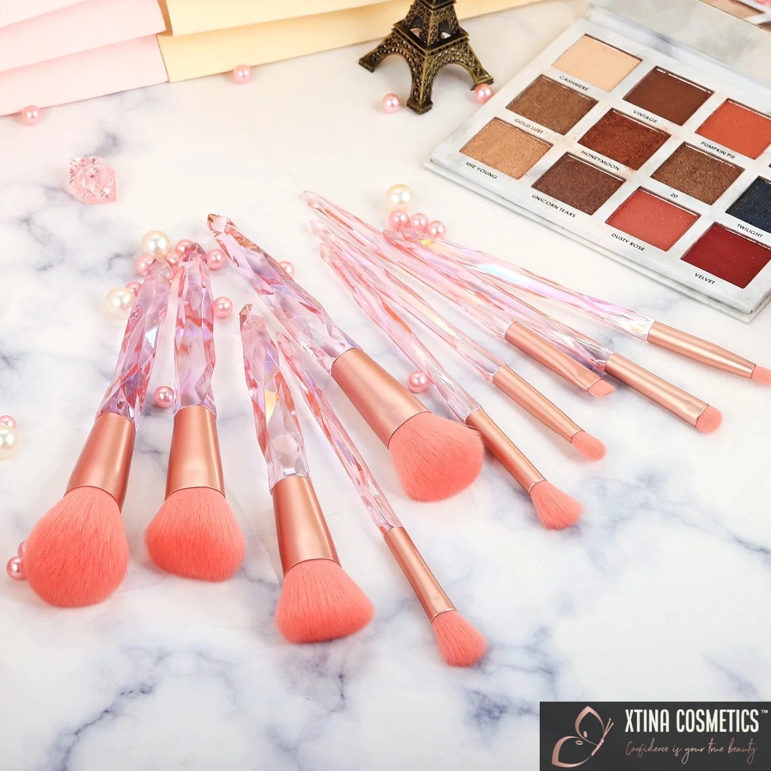 10pc Quartz Makeup brushes Xtina Cosmetics