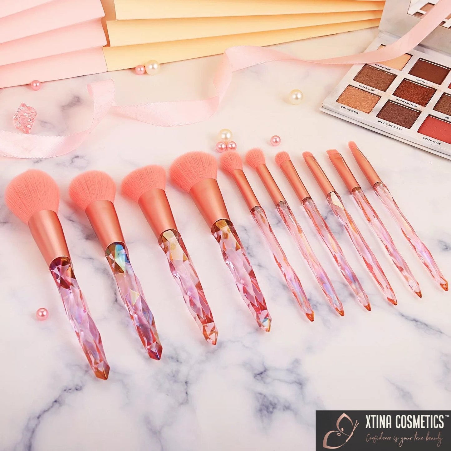 10pc Quartz Makeup brushes Xtina Cosmetics