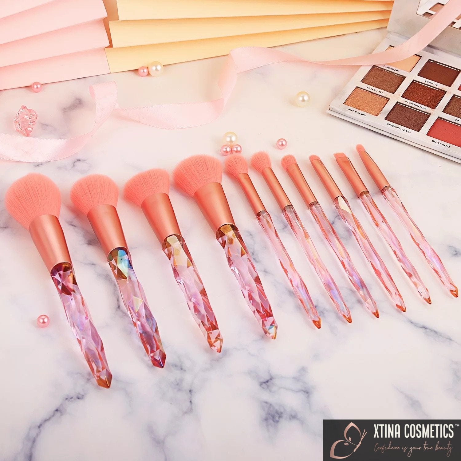 10pc Quartz Makeup brushes Xtina Cosmetics