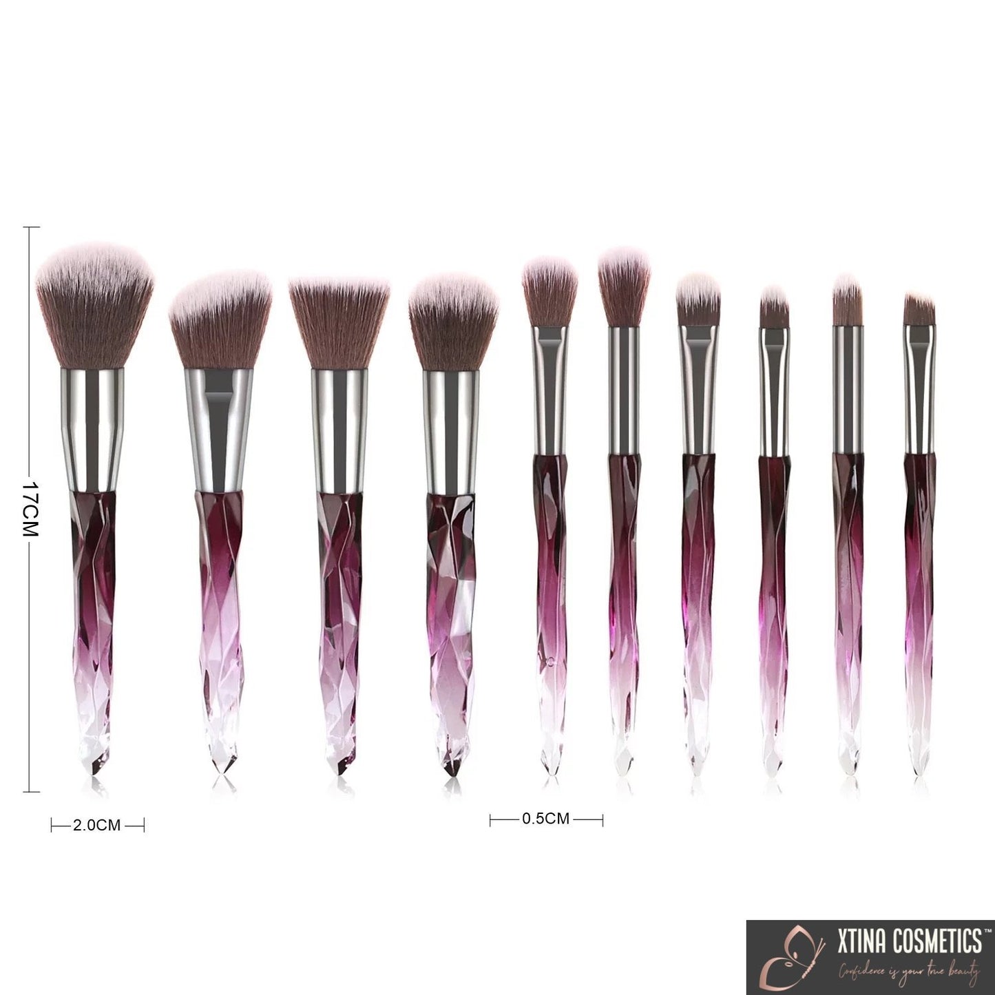 10pc Quartz Makeup brushes Xtina Cosmetics