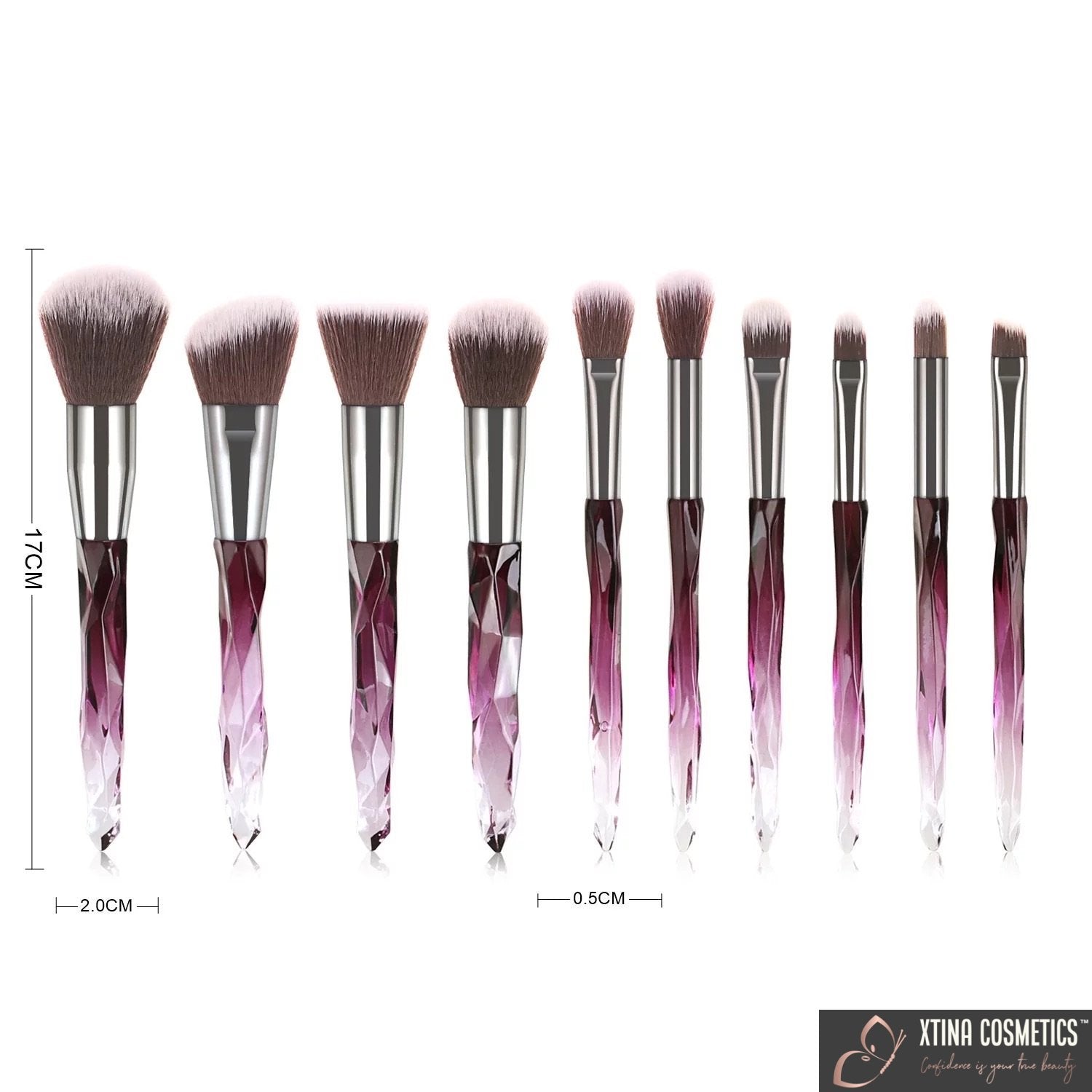 10pc Quartz Makeup brushes Xtina Cosmetics
