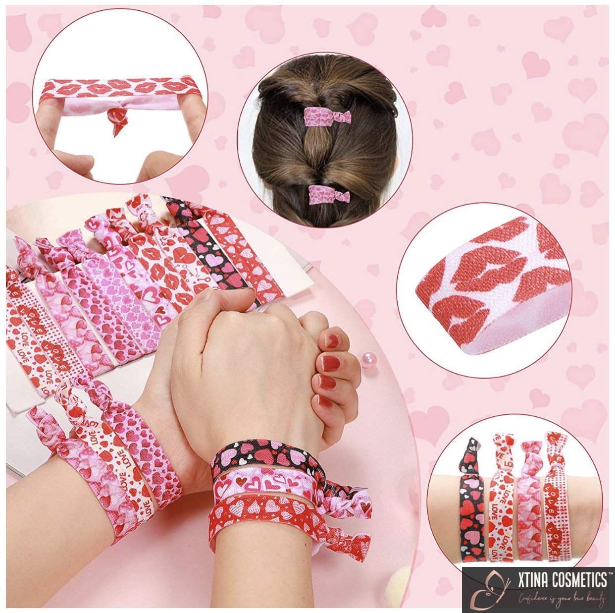 Valentines Elastic Hair Tie Xtina Cosmetics